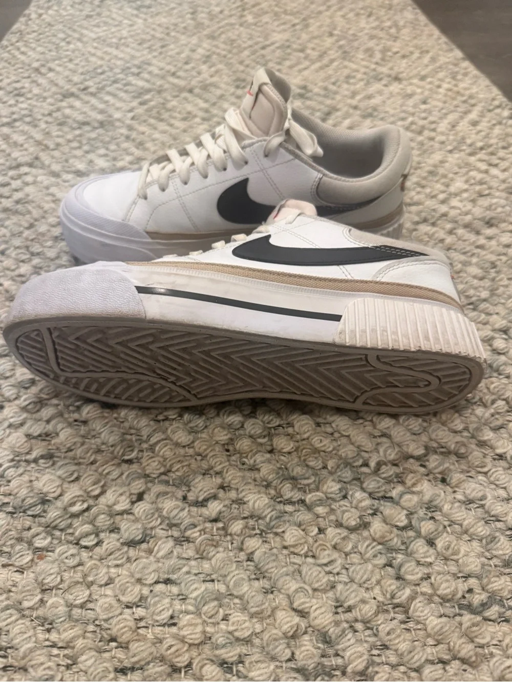 Nike Cream and Black Platform Low-Top Sneakers